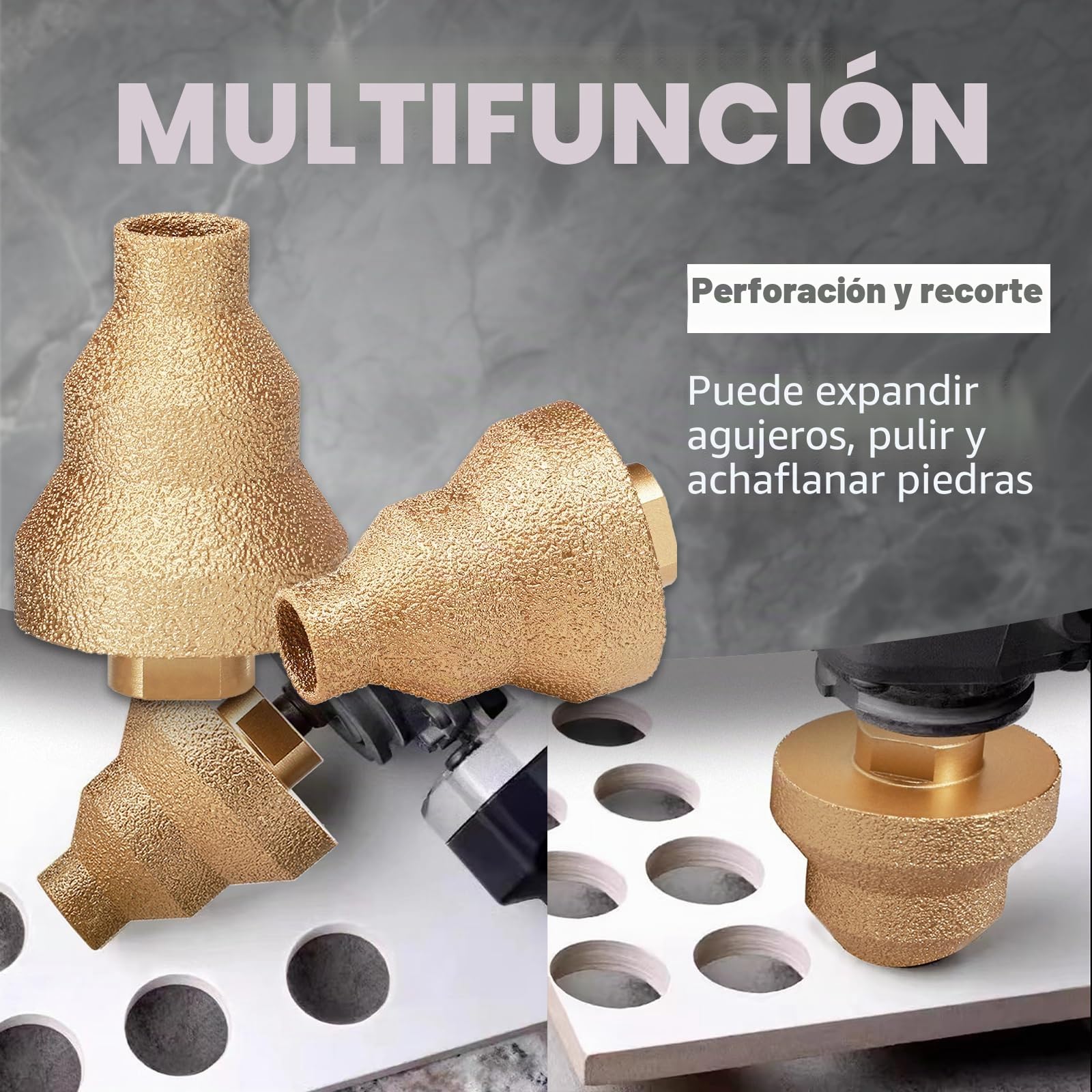 Broca de diamante escalonada, broca de fase, 20-35-50mm M14 rosca, broca para azulejos para amoladora angular, sierra perforadora para agrandar, recortar, dar forma a agujeros para mármol