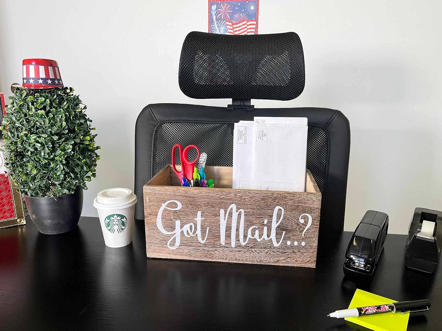 Admired by Nature Got Mail Box for Mail, Farmhouse Mail Organizer, Mail Organizer Tray, Office Accessories, Desk Organizer, Letters Boxes Decor, Organizer, Rustic Wood Box for Home, Brown, 1 Unit