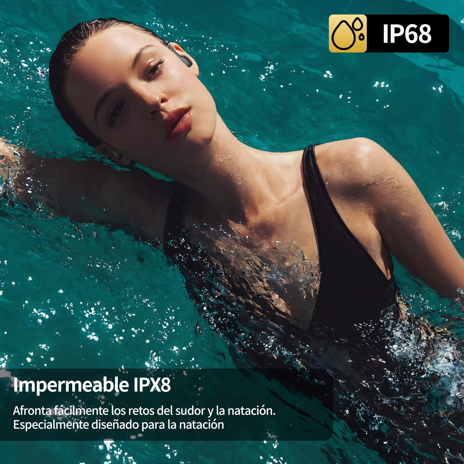 MANKIW Auriculares Conducción Osea Natacion - IP68 Resistente al Agua Auriculares para Nadar,Open-Ear Auriculares Inalámbricos Deportivos con Bluetooth 5.4 y 32G Mp3 para Correr,Natacion y Ejercicio