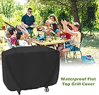 Vista 7 de Funda impermeable para parrilla de tapa plana para diseño Captiva de 3 quemadores de gas, funda de parrilla de hierro plano resistente de 27