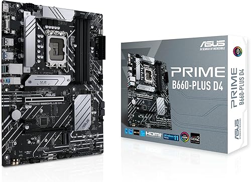 ASUS Prime B660-PLUS D4 LGA 1700 (Intel 12 generación) ATX placa base (PCIe 4.0, DDR4,3xM.2 ranuras, LAN de 2.5 Gb, USB trasero 3.2 Gen 2 2x2 tipo