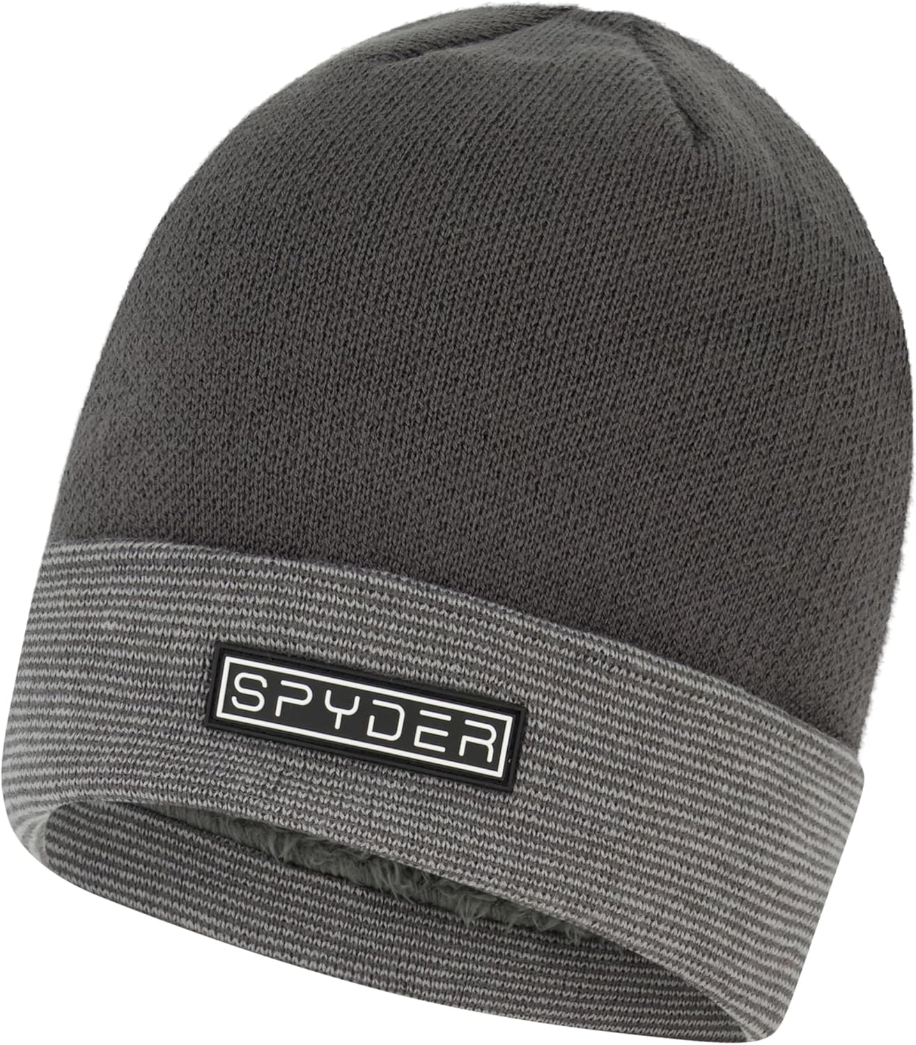 Spyder Mens Fur Lined Rib Knit Cuff Beanie