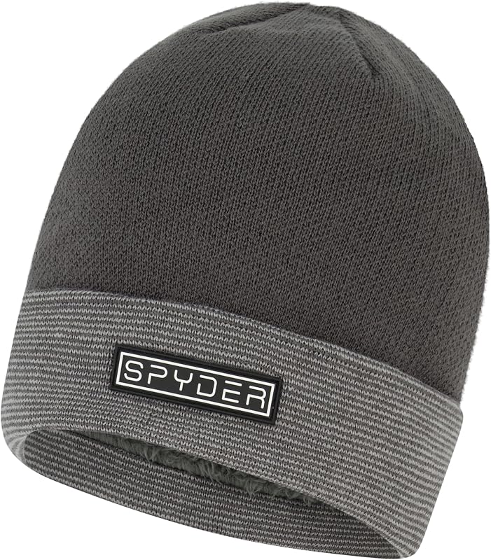 Gorro de punto acanalado con forro de piel para hombre