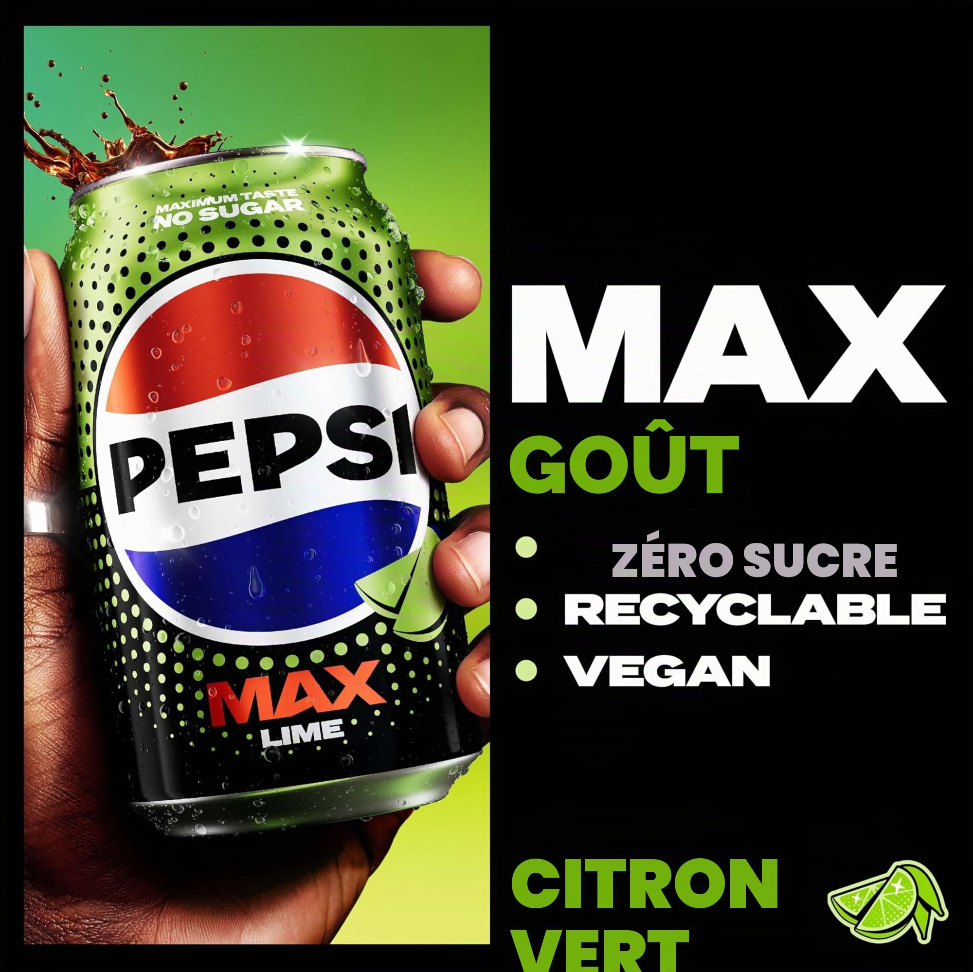 Pepsi Max Lime Lot de 24 boîtes de cola sans sucre 330 ml