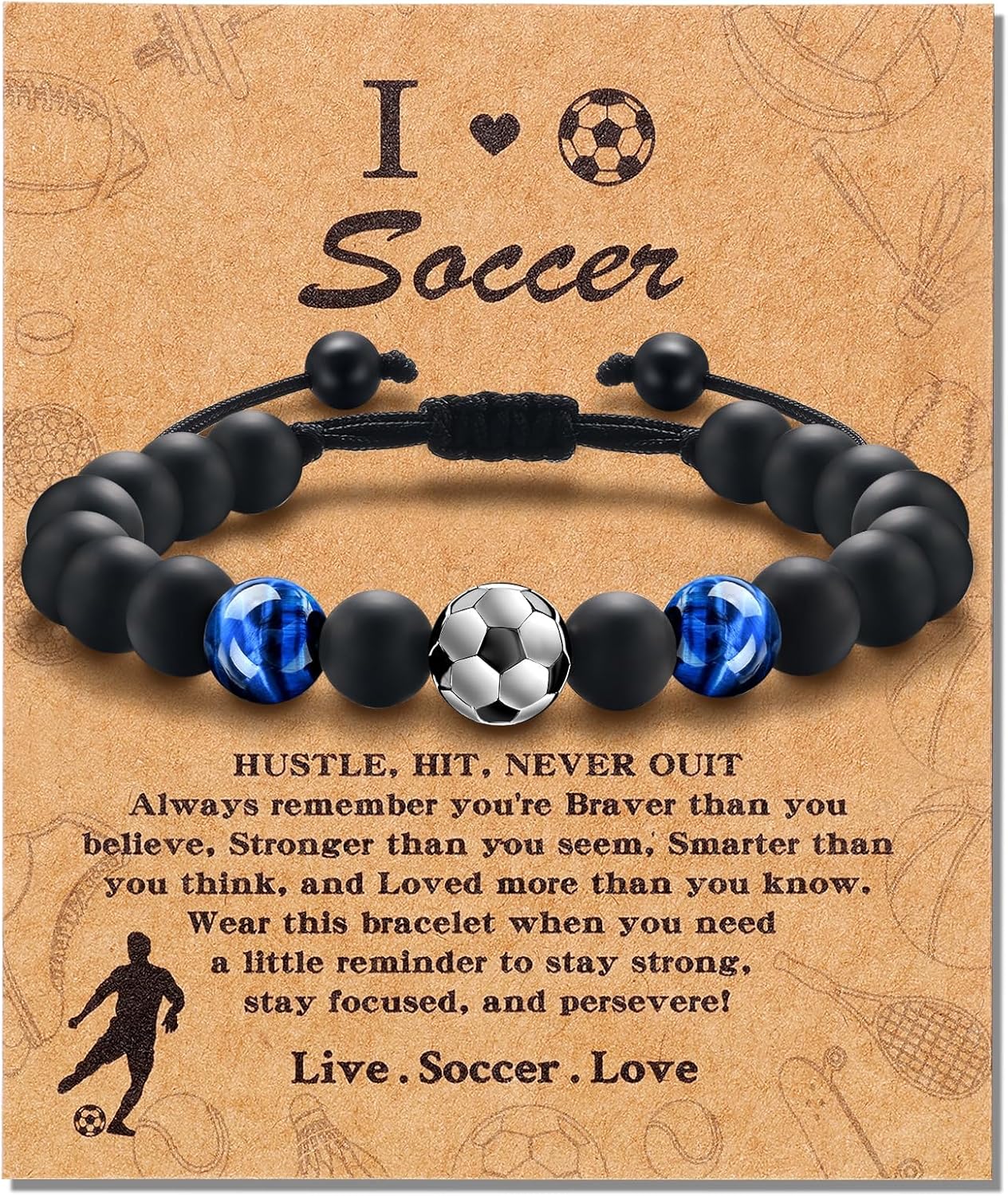 Alissl Bracelet for Boy, Soccer Football Basketball Baseball Gifts Bracelet Brings Health Safety and Happiness as Birthday Christmas Valentine Gifts Gift for Kids Son Grandson