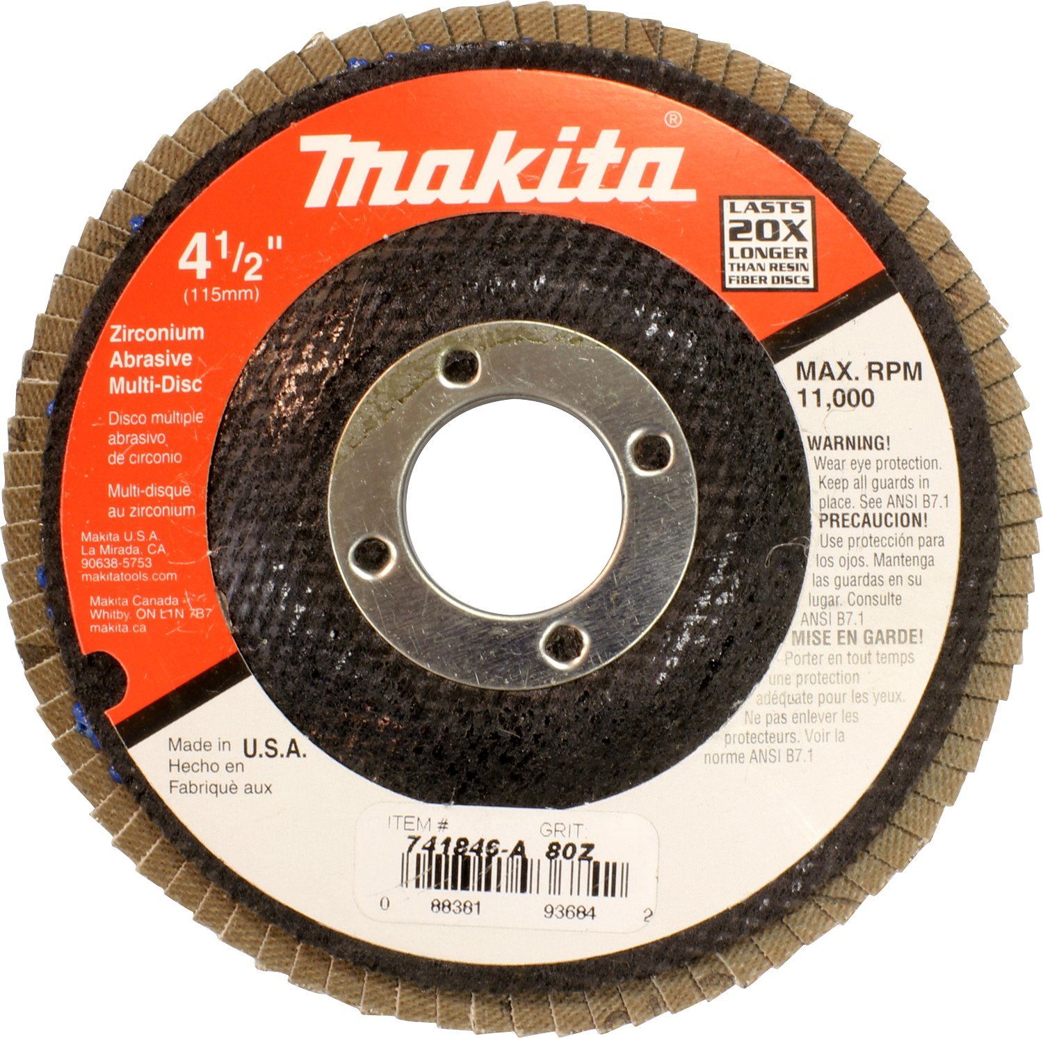 Makita 741846-a N° 80 disque de ponçage 4-1/2 pour meuleuse et rénovation de surfaces