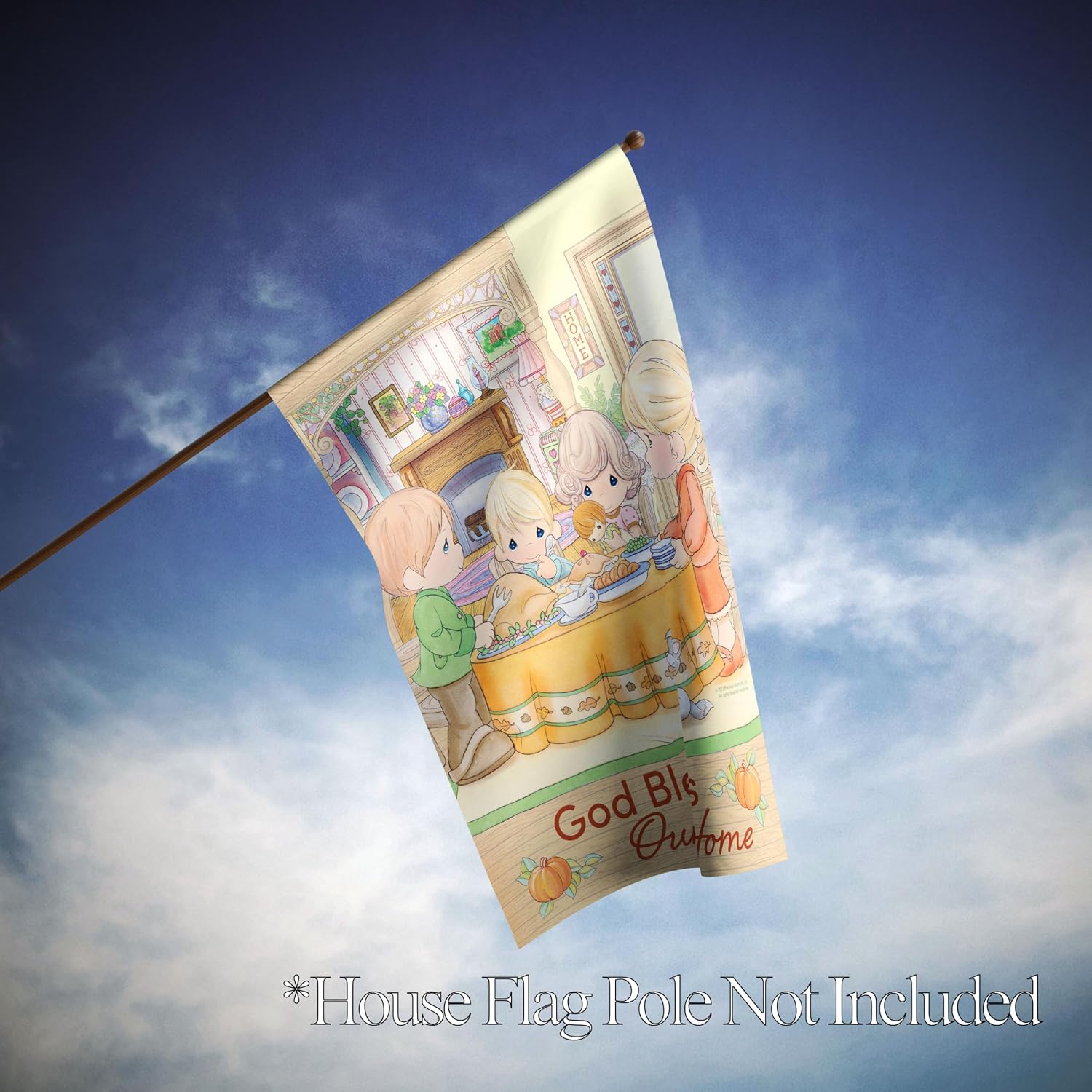 Flagology.com, Precious Moments God Bless Our Home – House Flag 28" x 40", Outdoor Flag, Exclusive Premium Fabric, Licensed Precious Moments, Thanksgiving