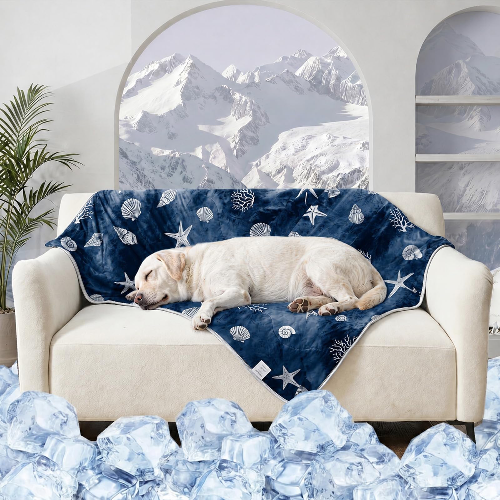 Qieryun Cooling Blanket for Dogs, Dog Cooling Mat for Medium Dogs and Pets, Breathable Summer Washable Cooling Dog Pad Throw Q-Max > 0.5, Soft Durable Self for Hot Weather 30x40, Blue