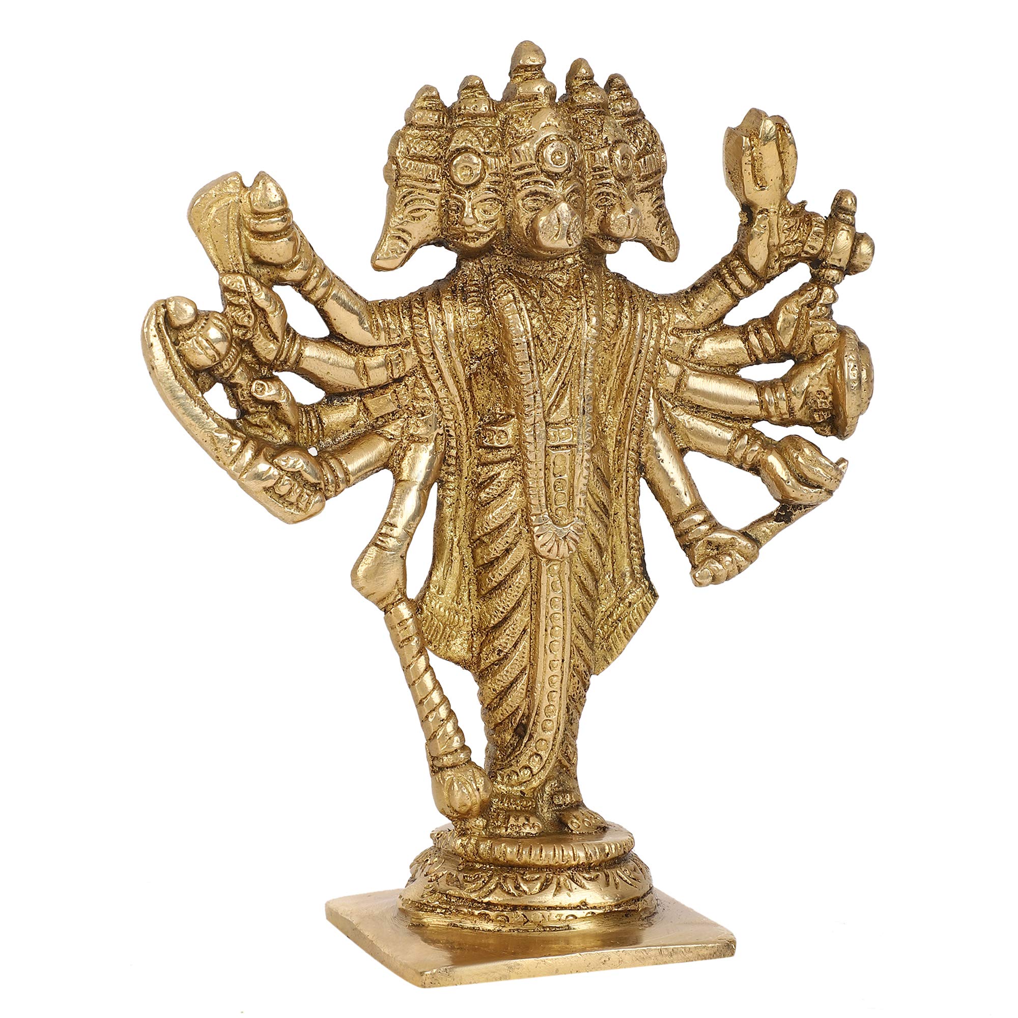 GURU JEE™ Brass Murti Lord Hanuman Hindu God Panchmukhi Idol Five Face Statue Home Decor Pooja Mandir Gift - Image 3 thumbnail