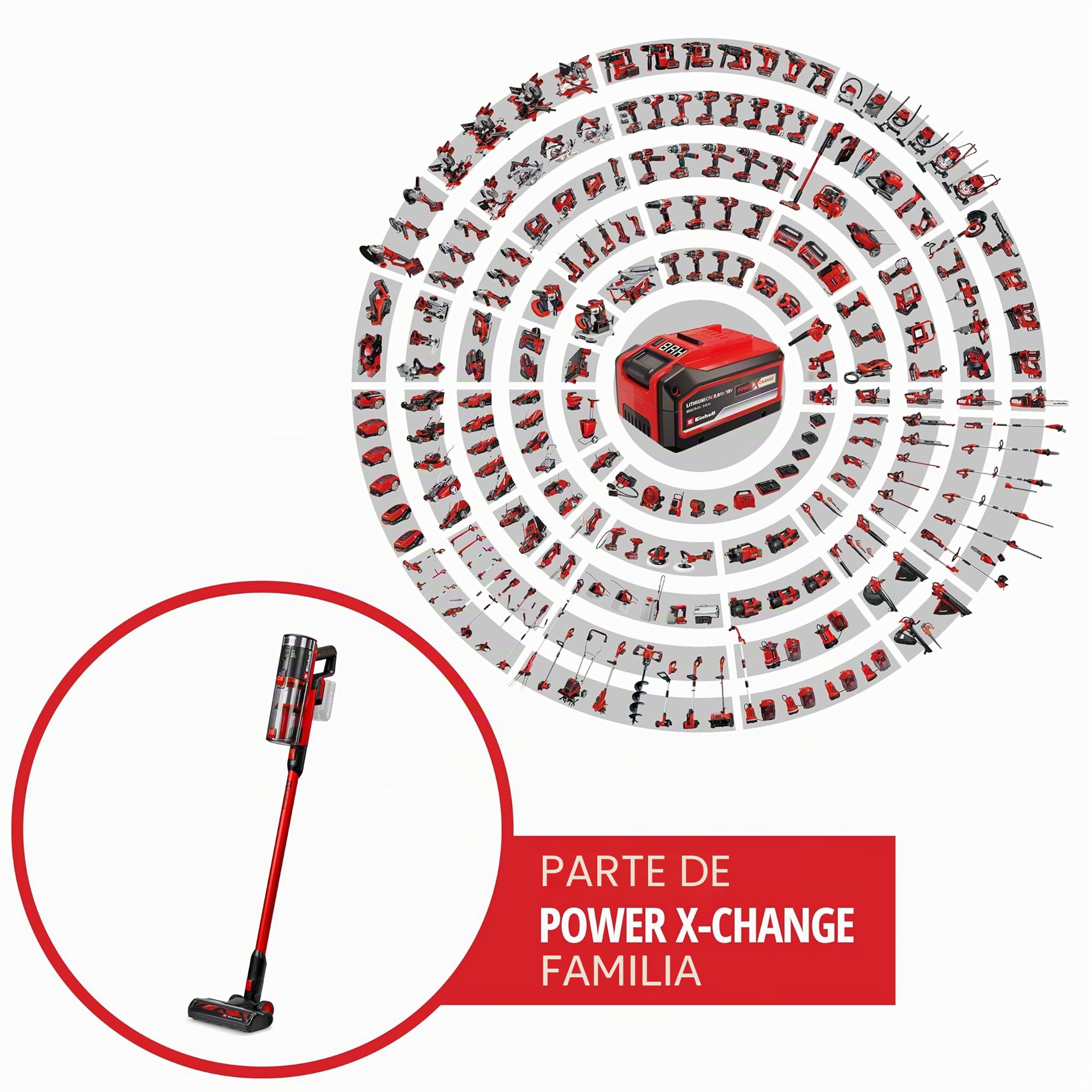Einhell Aspirador de Mango con batería TE-SV 18/270 Li BL-Solo Power X-Change (18 V, Brushless, 270 mbar, sin Bolsa, 3 Modos de Potencia, Sistema de Filtro Triple, Incl. Accesorios, sin batería)