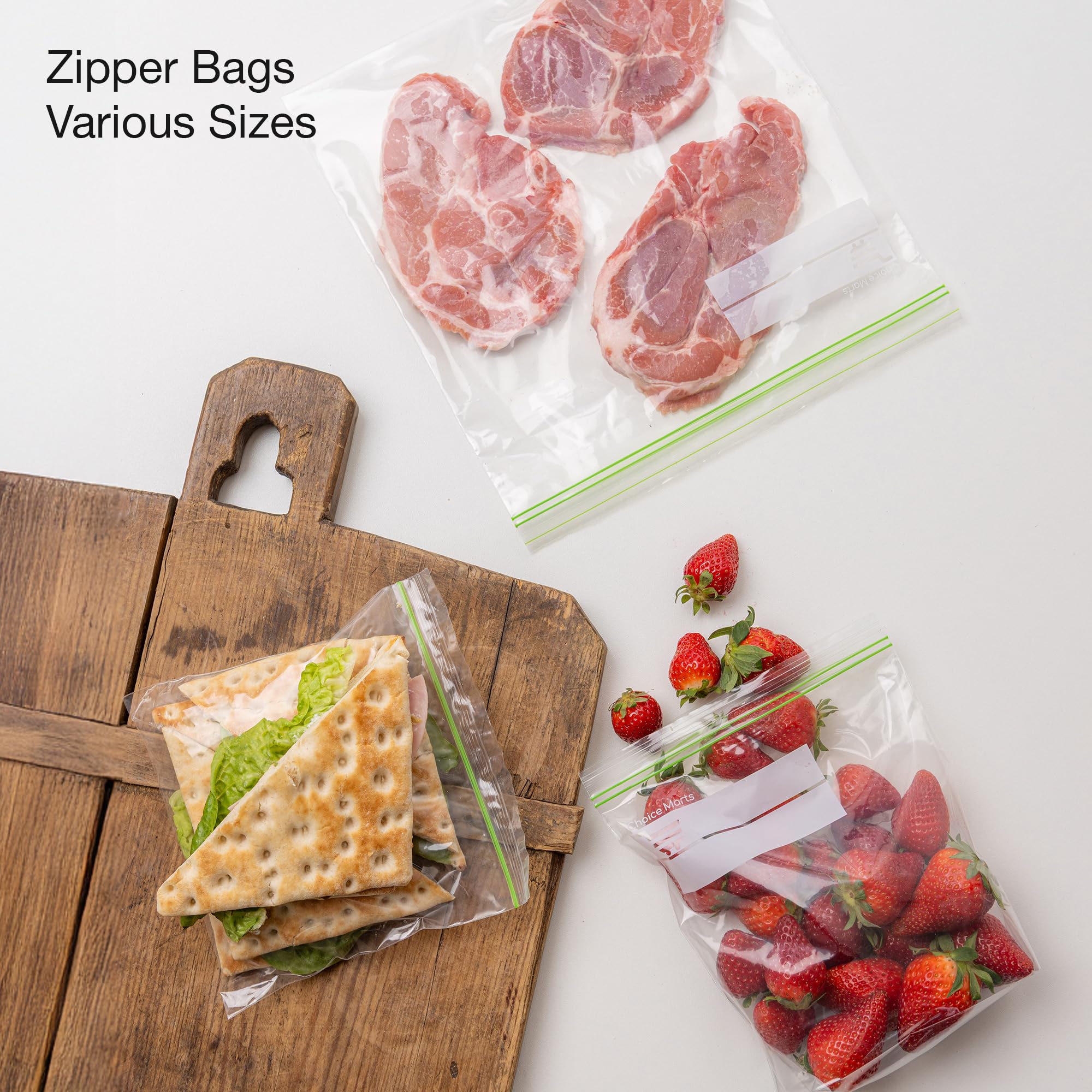 Baggies - Paquete variado de 200 unidades con 50 galones, 50 cuartos de galón, 100 sándwiches, bolsas de congelador resistentes 8