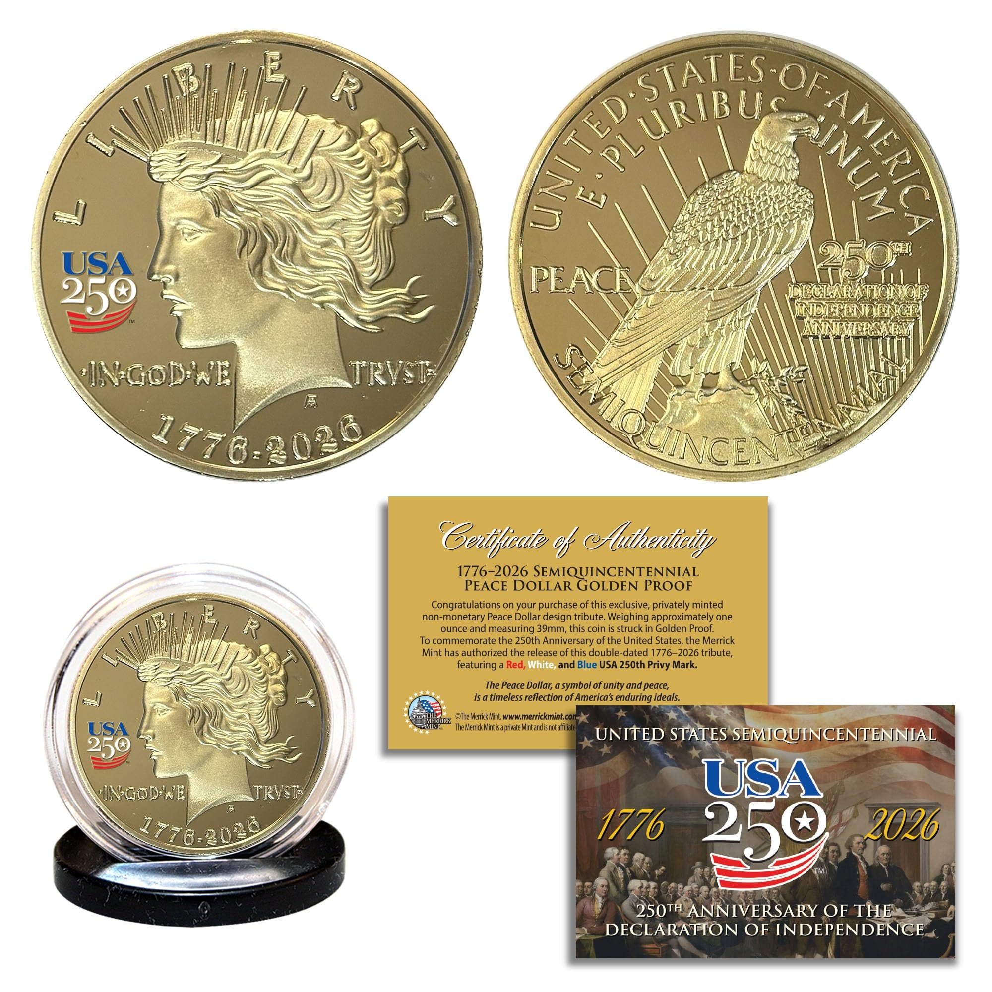 Amazon.com: America 250th Anniversary 1776-2026 Peace Dollar