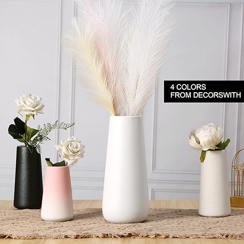 Miniatura 5 de Jarrón pequeño de cerámica, jarrones de 7 pulgadas de alto para flores, hierba de las pampas, brote, rosas, sala de estar, mesa de entrada, baño,