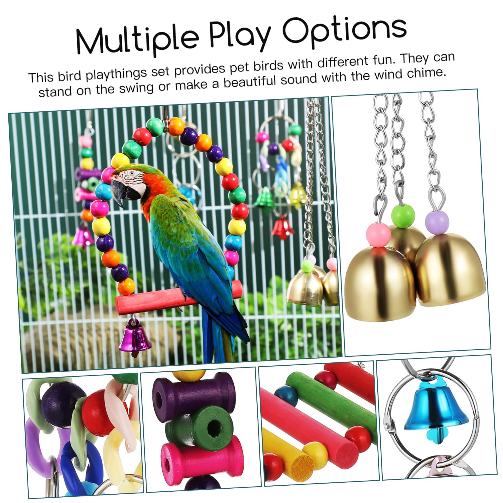 HANABASS 5juegos Columpio y Sonajero para Aves Accesorios para Jaula De Pájaros Juguete Interactivo y Decorativo Instalación Rápida y para Periquitos y Agapornis