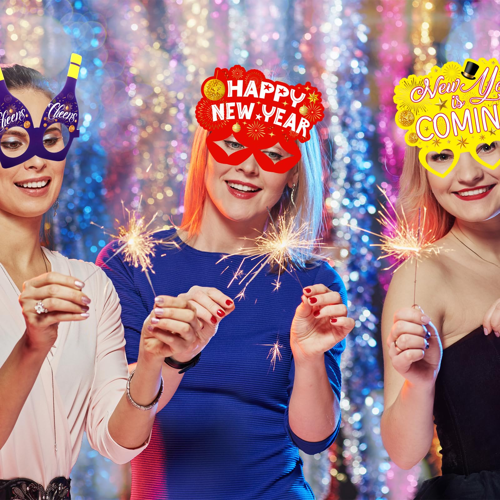 Suilung 24 Pack Happy New Year's Eve Glasses 2026 New Years Party Supplies 2026 Fancy Paper Eyeglasses Eyewear Photo Props Favors Decorations 2026(Colorful,Rainbow Style) - Image 4