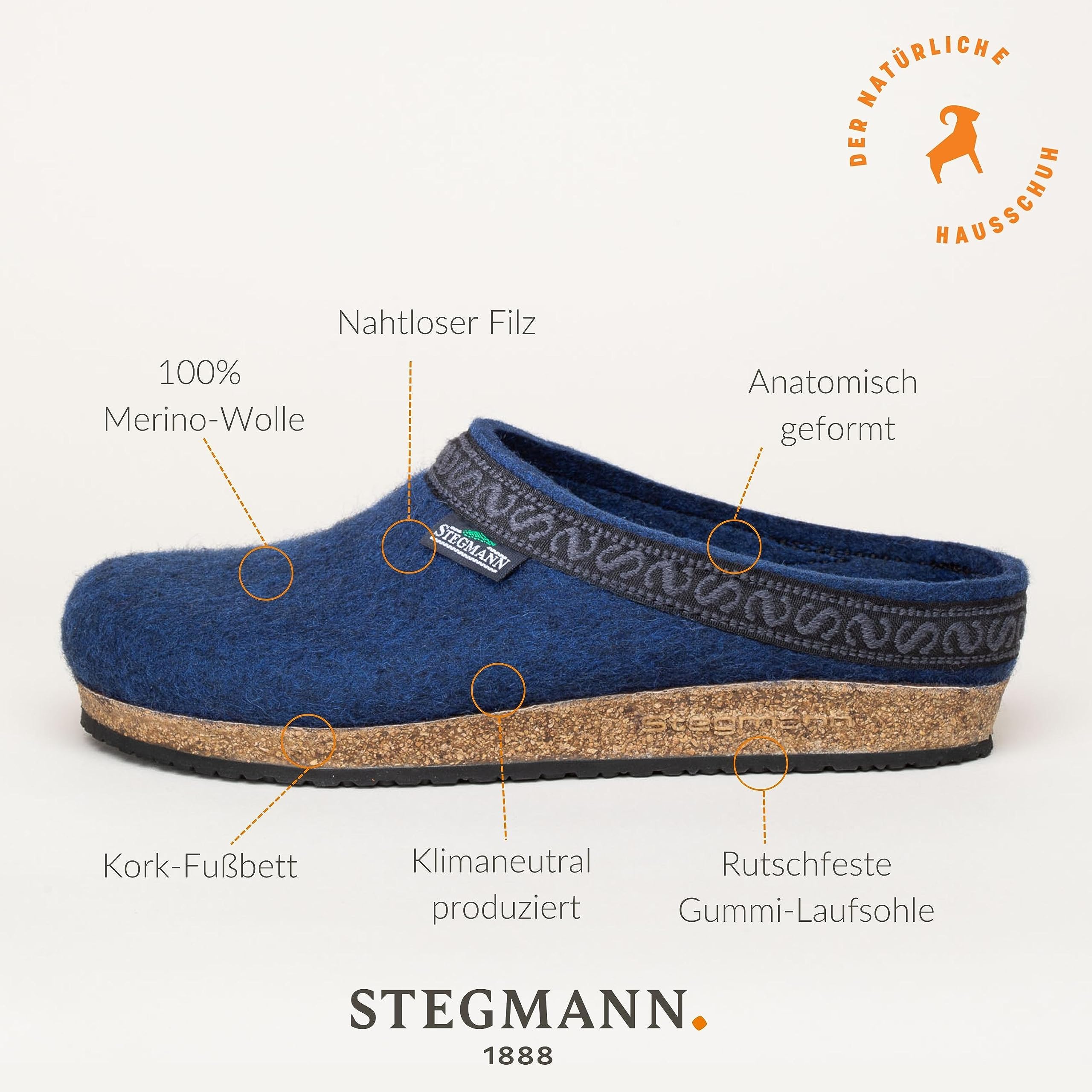 Stegmann Filzclog 108 aus 100% edler Merino-Wolle für Damen & Herren | Hochwertiger Filz-Hausschuh - Made in Tirol