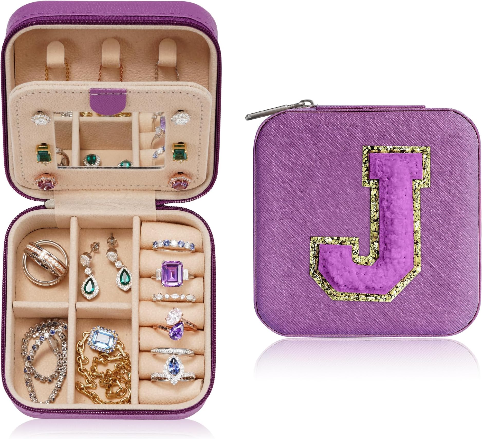 ParimaParima Travel Jewelry Box for Girls Women, Jewelry Organizer Box | Personalized Jewelry Boxes for Women Girls Jewelry Box | Necklace Earrings Ring Box | Travel Jewelry Organizer Box - Purple