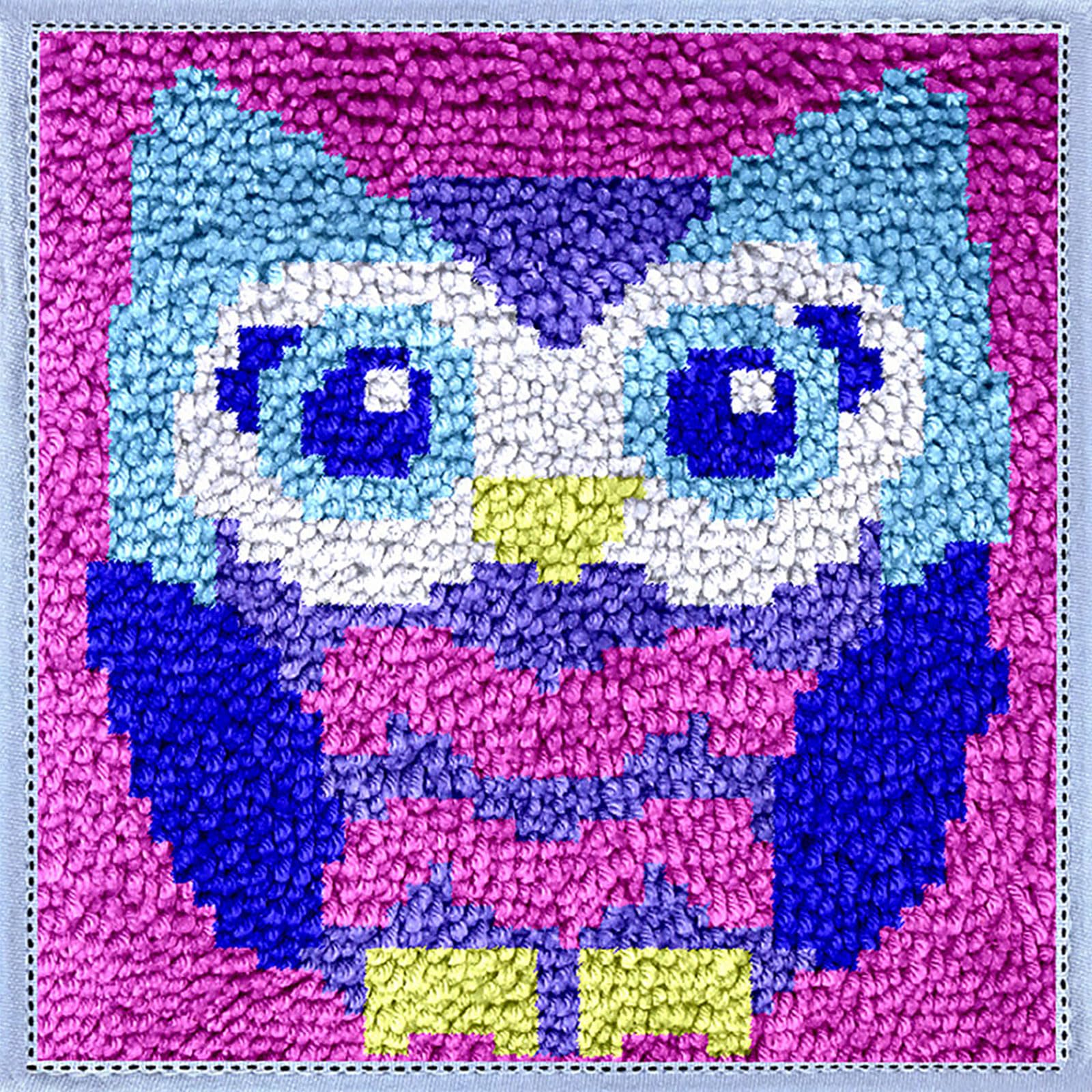 Zhjiutak Latch Hook Kits,30x30cm DIY Latch Hook Rug Kit Home Carpet Rug Making Kit Cross Stitch Embroidery Kits Needlework Crafts Hook Rug for Home Decor (Owl)