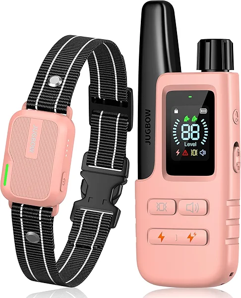 Jugbow Dog Shock Collar - 4200FT Dog Training Collar with Remote Innovative IPX7 Waterproof with 4 Training Modes, Rechargeable E-Collar for All Breeds Pink Pink 1 Pack