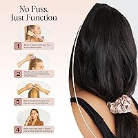 Vista 21 de Kitsch Coleteros de satén para mujer, sin arrugas, coleteros grandes para todo tipo de cabello y texturas, perfectos para día o noche, regalos Dorado