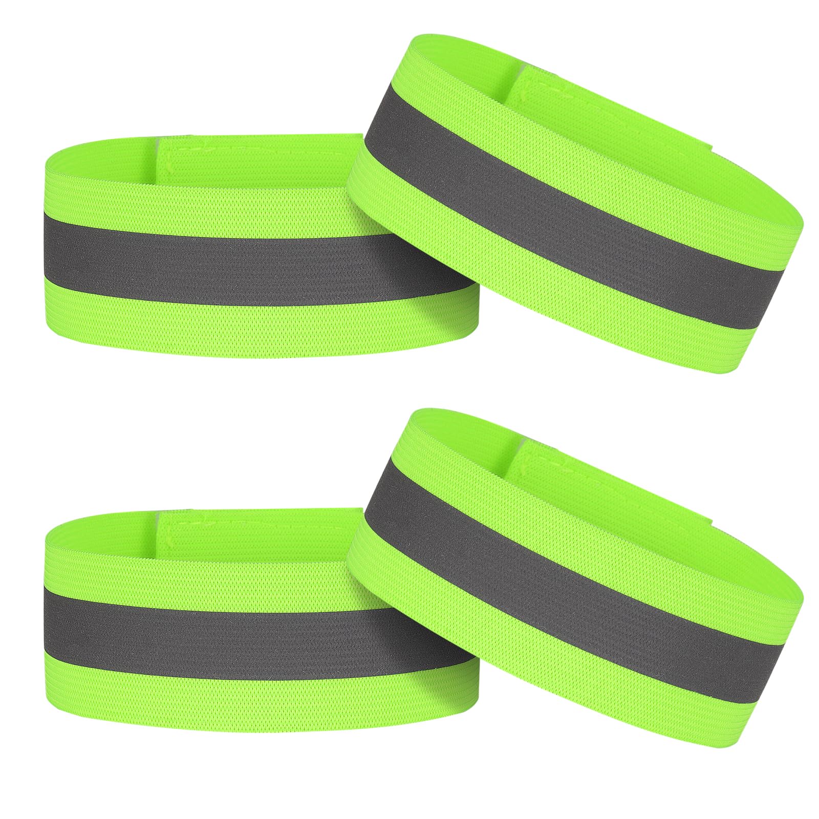 Lot de 4 bracelets réfléchissants - Équipement de sécurité - Haute visibilité - Pour la course, le vélo, le chien