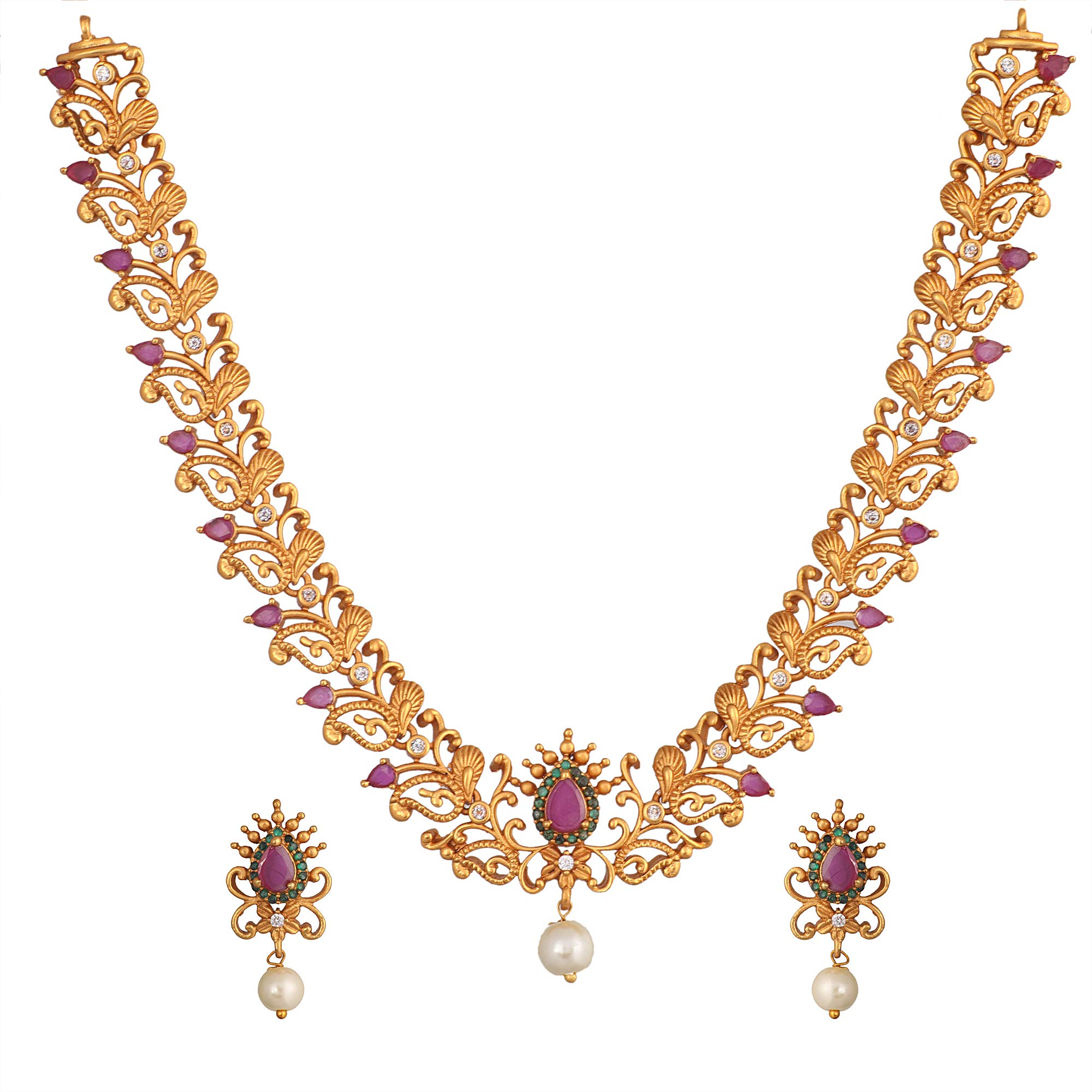 TARINIKA Antique Gold Plated Shreya Short Necklace Set with Beads Design - Jewelry Set for Women Perfect for Ethnic occasions | Traditional Jewellery For Women | 1 Year Warranty* (B08LBTMW49) Amazon Price History, Amazon Price Tracker