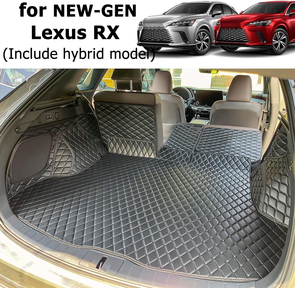Cargo Mat for 2023-2026 Lexus RX350 RX350H RX450H RX500H Trunk Mat and Rear Backrest Mat Cargo Liners All Weather Anti-Slip