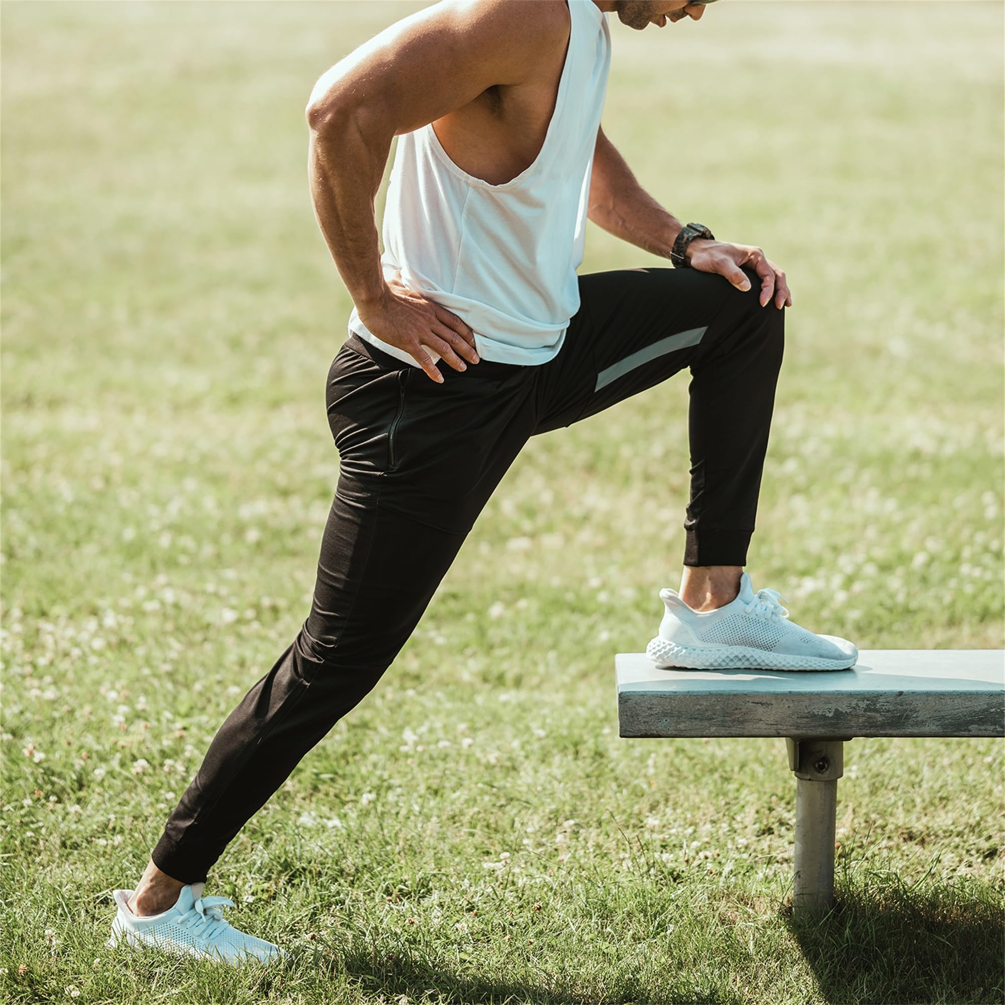 BROKIG AeroMaille Pantalon Jogging Homme Pantalons Sport avec Poches Zippées Hommes Survêtement Fitness Respirant Running