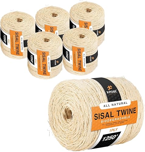Miniatura 7 de Cuerda de sisal  Cuerda de fibra natural fina de 1 capa de 1250 pies en el carrete, cuerda para rascador de gatos, piezas de repuesto para árbol de