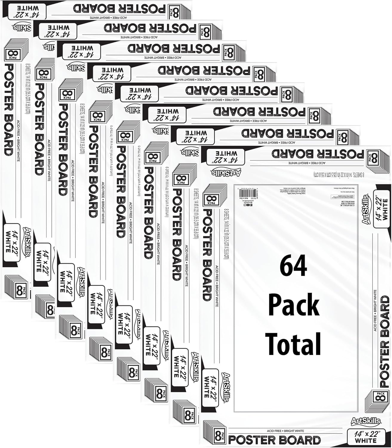 ArtSkills 14" x 22" Premium Poster Board - Lightweight White Poster Board 64 Count