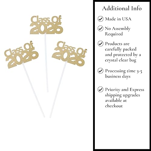 Miniatura 5 de Class of 2026 Graduation Centerpiece Sticks, Graduation Centerpiece Decorations, Grad Party Picks for Niece or Nephew, 3 per Pack