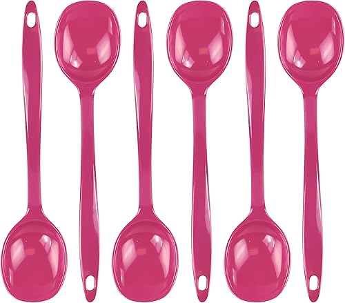 Reston Lloyd Juego de 6 cucharas de cocina para servir, untar, mezclar, resistentes al calor, sin BPA, melamina de 11 pulgadas con mango ergonómico,