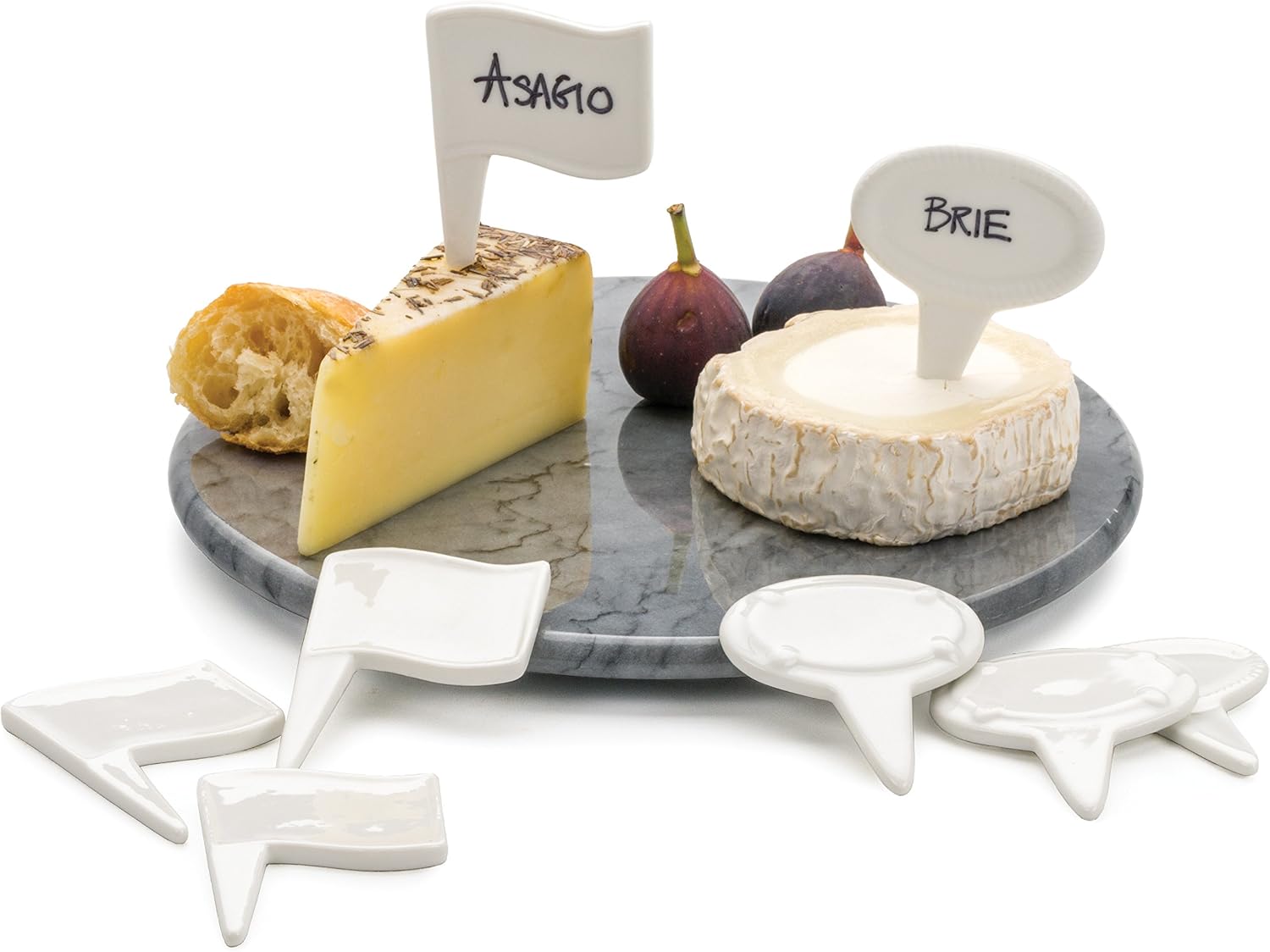 RSVP International Accessories Cheese Board Collection, Oval Shape, 6 Piece, Porcelain