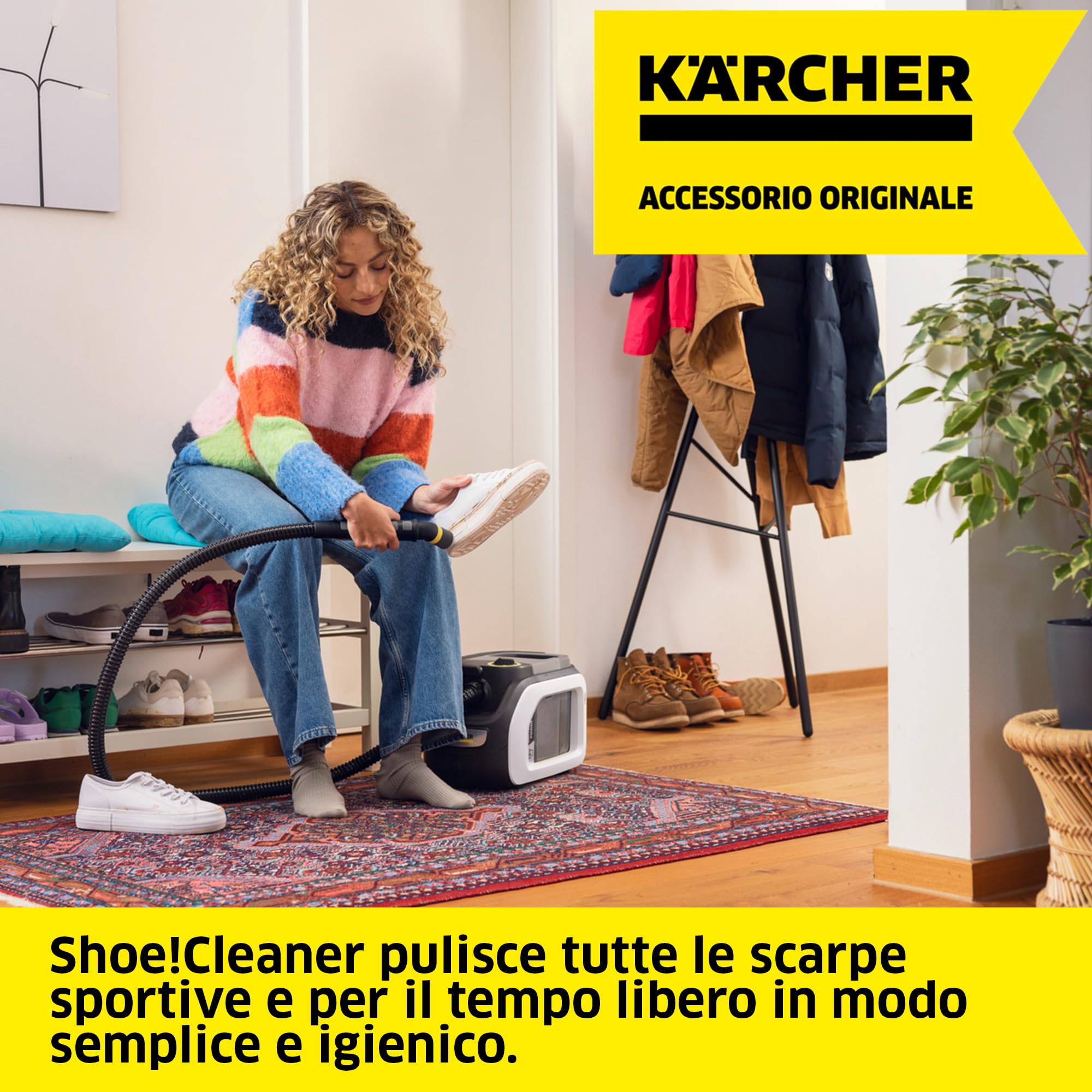 KÄRCHER Shoe!Cleaner SE 3-18 Compact, accessorio originale per aspirapolvere Kärcher, pulizia di scarpe sportive e per il tempo libero, senza gocciolamento, setole morbide, funzione di risciacquo