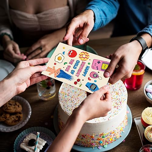 Miniatura 4 de Tarjetas de cumpleaños retro de los años 90, lindo tema de tarjeta de cumpleaños de los 90 para marido, esposa, novio, novia, tarjeta de feliz