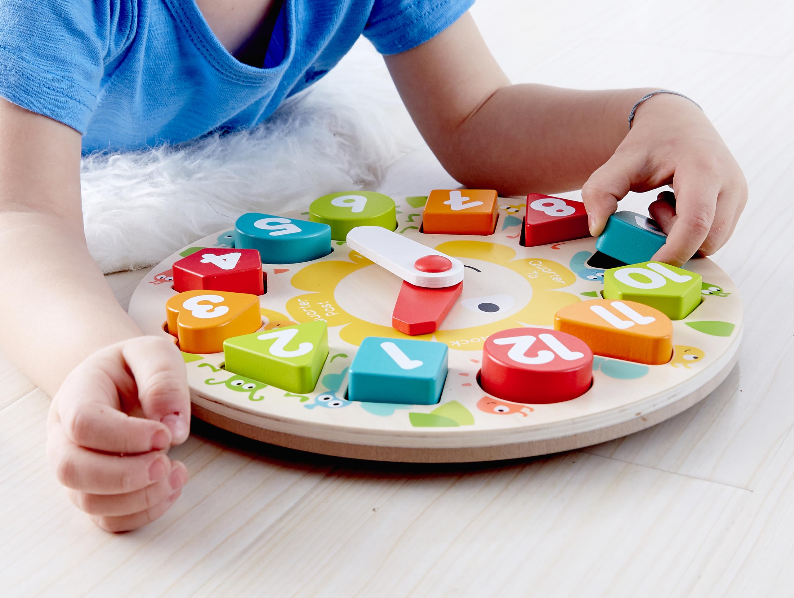 Hape Puzzle Orologio Incastro in Legno - Impara a Leggere l’Ora con Forme e Colori, Gioco Educativo per Bambini
