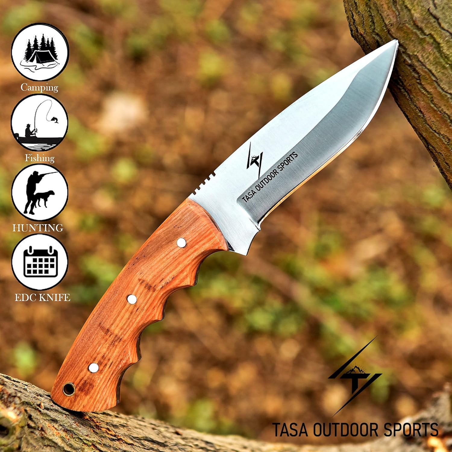 Fixed Blade Knife – Handmade 9" Skinner Hunting Knife For Men With Olive Wood Handle, 1095c Steel Full Tang Bushcraft Knife With Sheath, For Camping, Survival and Outdoor Use