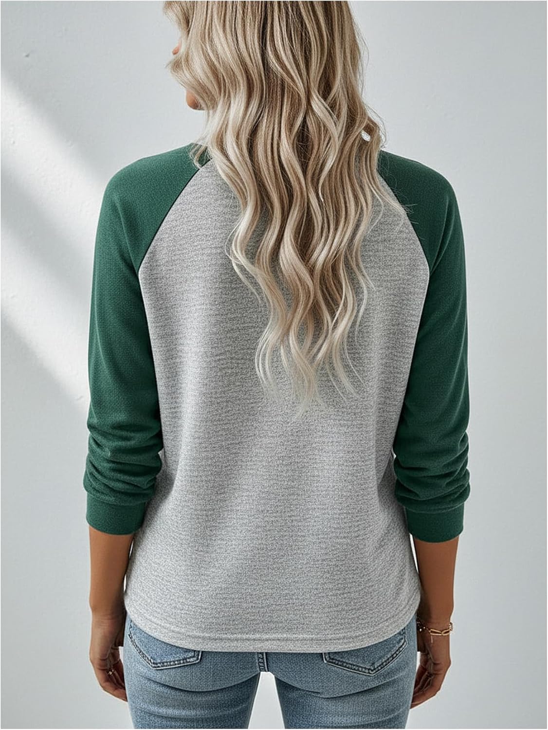 Women's Plus Size Color Block Sweatshirt Fall Vintage Raglan Long Sleeve Crewneck Casual Pullover Tops - Image 2