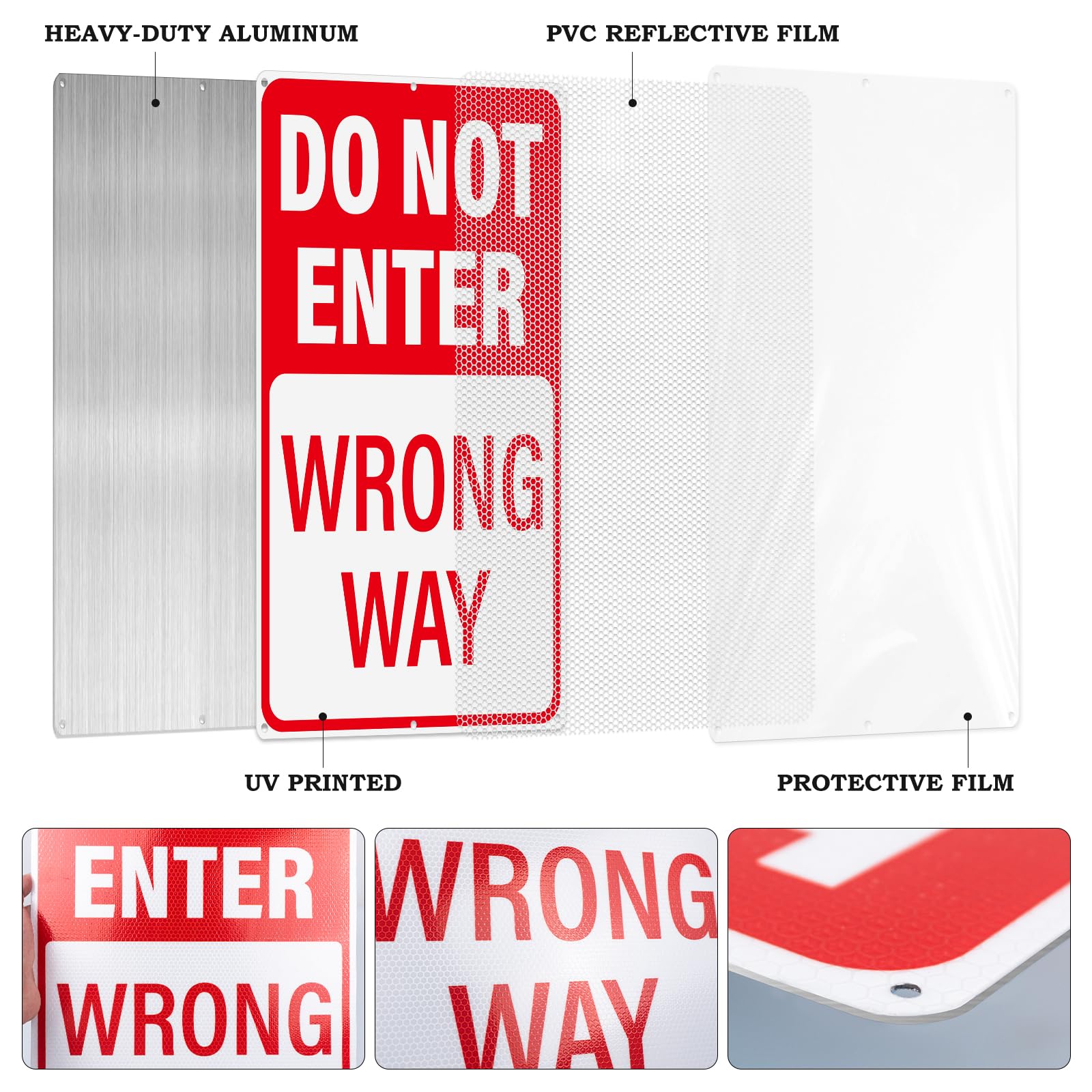 2 Pack Do Not Enter Wrong Way Signs 18" x 12" Aluminum Traffic Sign — Amazon image 3