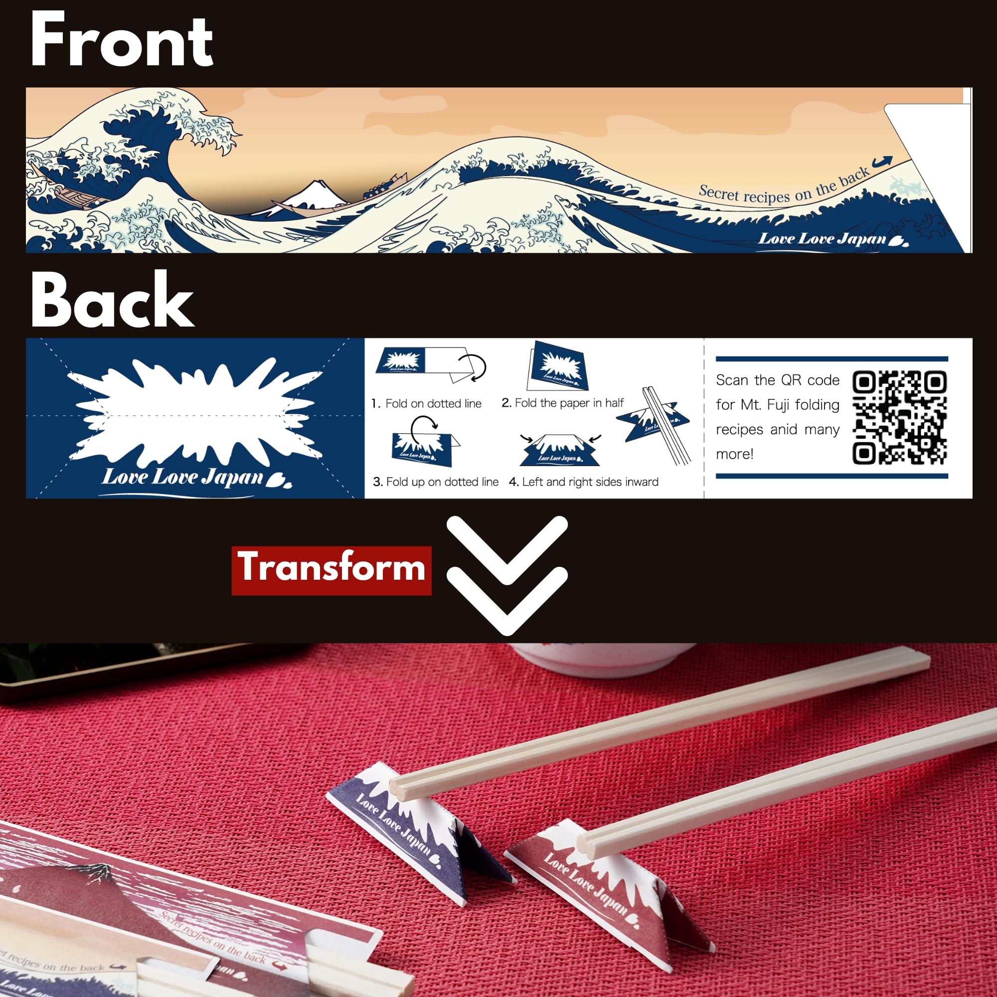 Amazon.com: 40 Pairs Disposable Chopsticks with Japan Hokusai