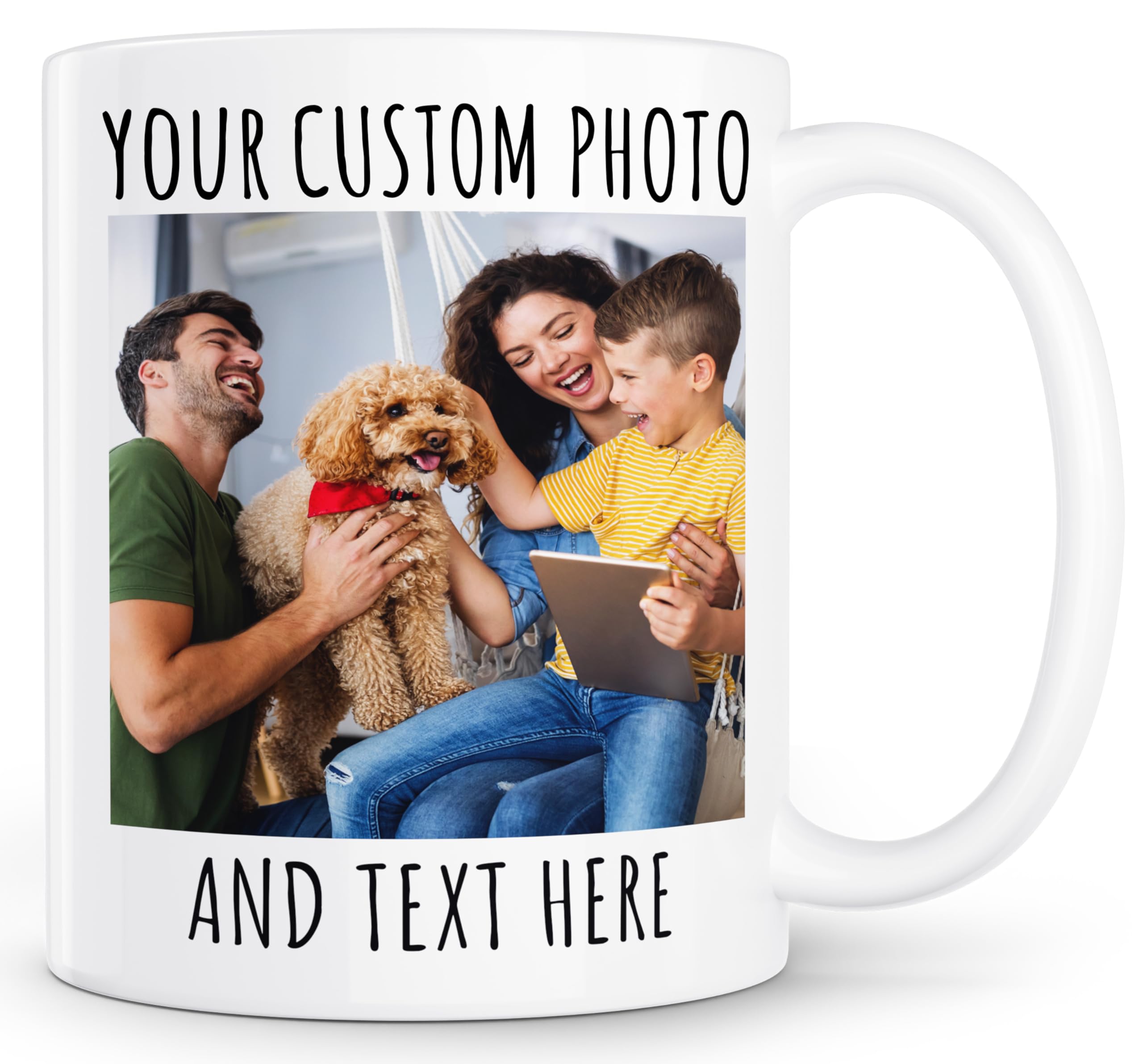 Custom Coffee Mug with Photo, Text, or Logo | Personalized Ceramic Mug 11oz | Customizable Gift for Men, Women | Unique Gift for Birthdays, Holidays, Christmas | White