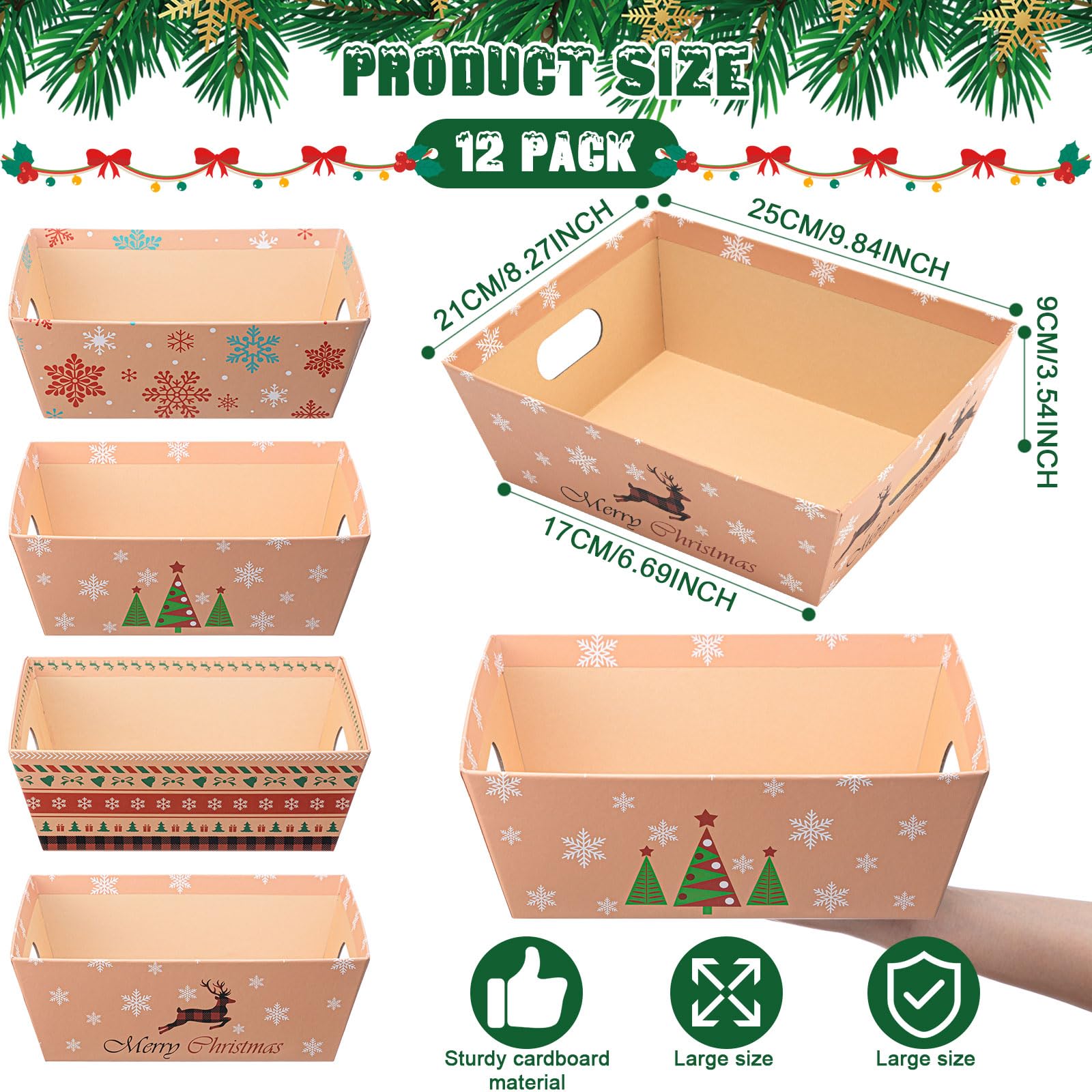 12 Leere Geschenkkörbe Aus Karton – Ideal Für Weihnachten, DIY-Deko Oder Als Geschenkverpackung Mit Stil