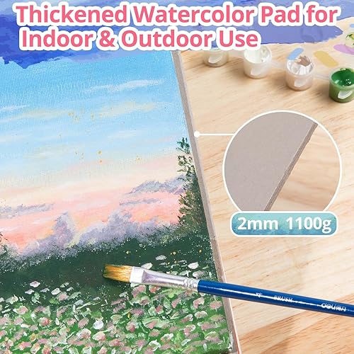 Miniatura 5 de HTVRONT Papel de acuarela de 9 x 12 pulgadas, 50 hojas de acuarela, 140 lb300 GSM, bloc de papel de acuarela de prensa en frío, encuadernado en