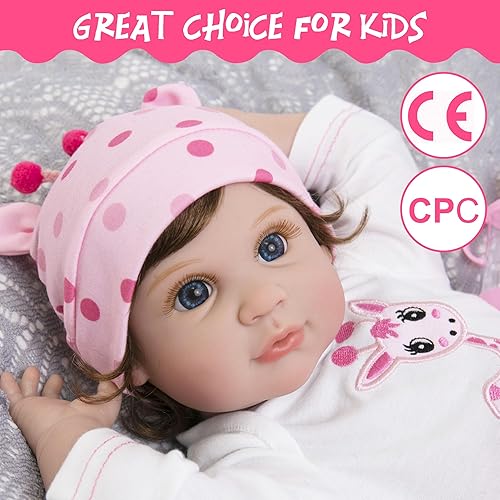 Miniatura 6 de Muñeca Reborn  Muñeca de bebé realista realista de 22 pulgadas  Muñeca de bebé recién nacida de cuerpo suave de la vida real con accesorios de