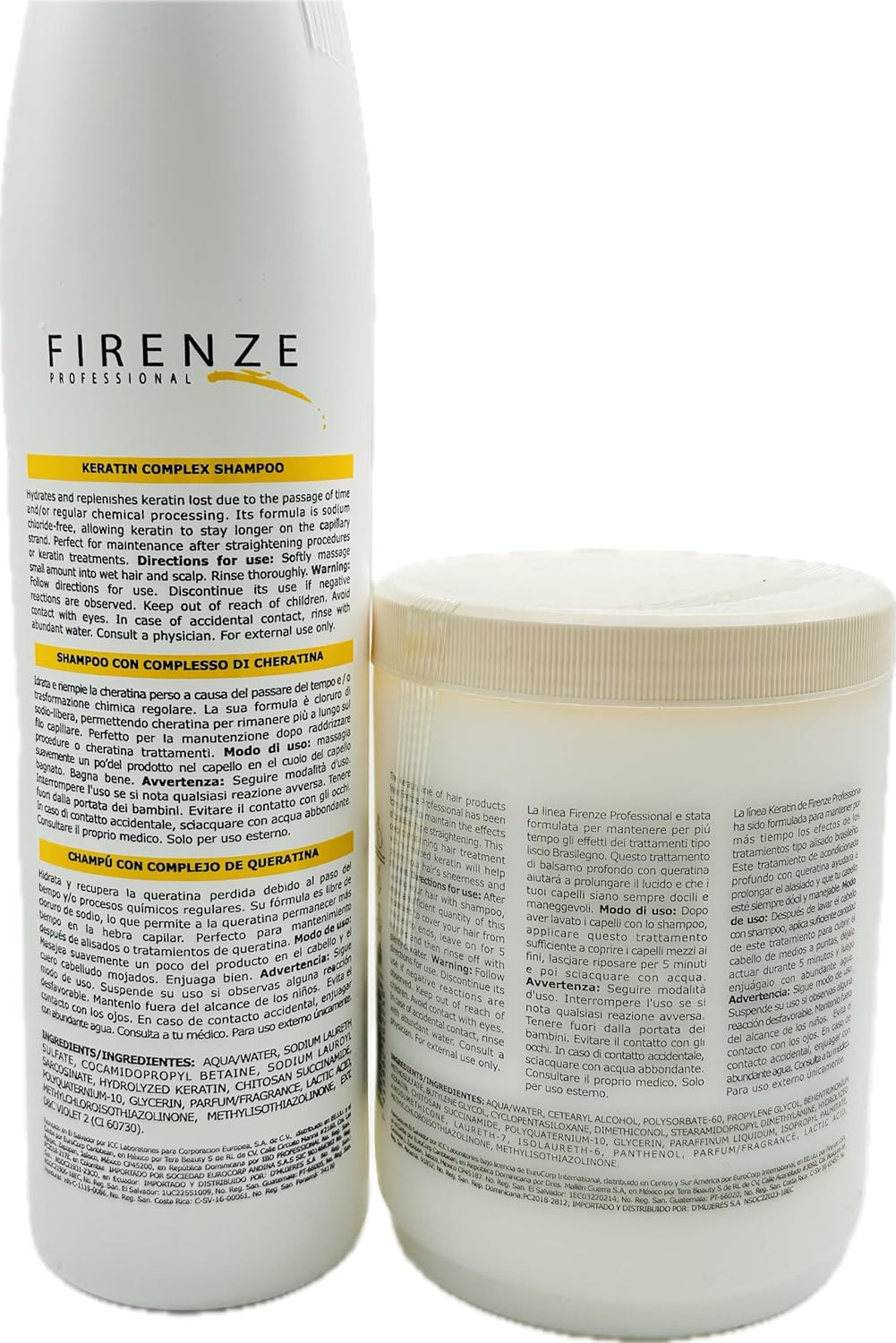 Firenze Professional Keratin Kit: Shampoo, Intense Conditioning complex & Mask 33.8 fl oz Protein Spray 10.1 Fl Oz - Free Lip Gloss Color Varies