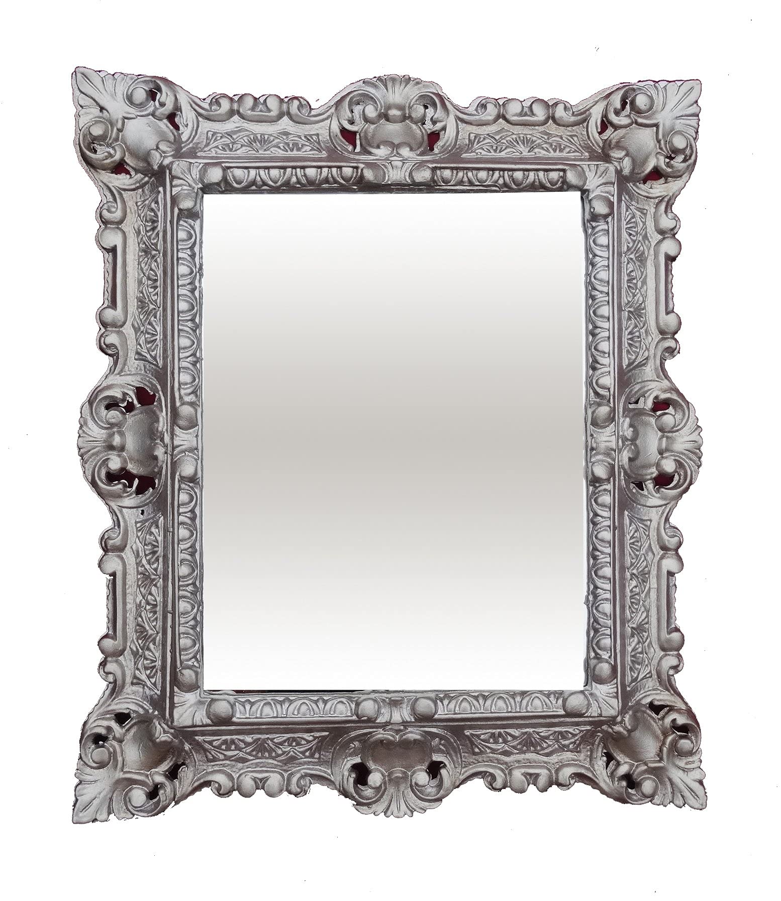 Lnxp Specchio da parete esclusivo barocco anticato, stile rococò, bianco, 50 x 76
