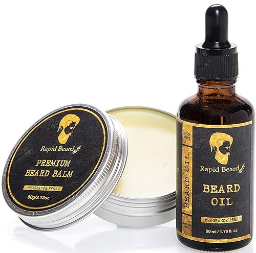 Miniatura 3 de Kit de cuidado y recorte de la barba para hombres - Cepillo para barba peine para barba aceite para barba sin perfume y acondicionador bálsamo para