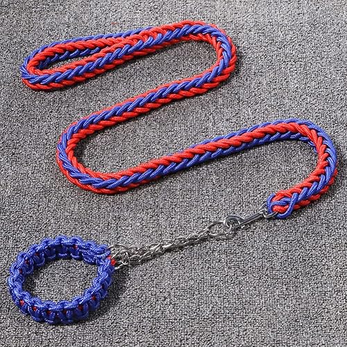Miniatura 2 de Juego de collar y correa para perro, cuerda trenzada de nailon resistente, correa fuerte de 4 pies para perro y collar de entrenamiento para perros
