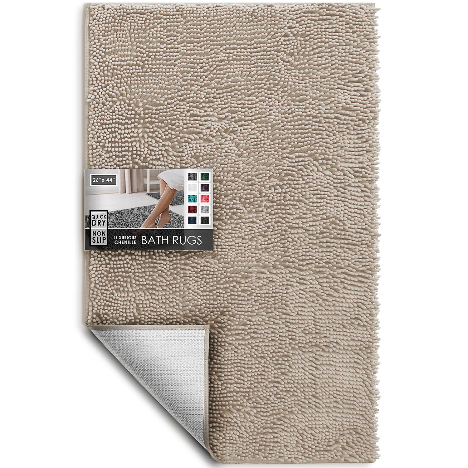 Hearth & Harbor Bathroom Rugs, Chenille Bath Mat, Machine Washable Bath Mats for Bathroom Non-Slip Backing Rubber - Image 3