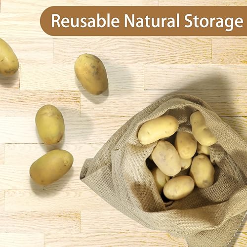 Miniatura 4 de Bolsas de arpillera - Sacos de arpillera de yute natural de 20 x 30 pulgadas, bolsas reutilizables para cultivo de plantas, soportes para verduras